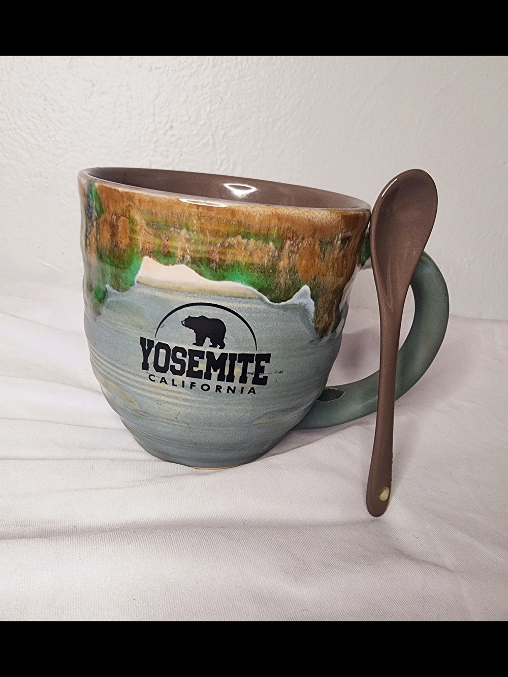 Yosemite California Bear Coffee Mug & Matching Spoon & Built-in Holder - My Cafe